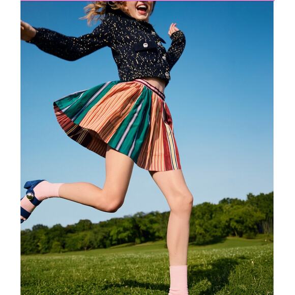 Anthropologie Maeve Striped Taffeta A-Line Mini Skirt Size 10 Academia Coquette - Picture 3 of 15